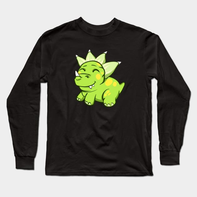 Little Triceratops Cute Dinosaur Children Fun Long Sleeve T-Shirt by Foxxy Merch